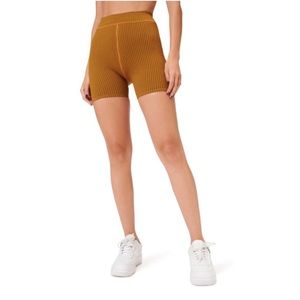 💕NEW💕GOOD AMERICAN Ribbed High Waist Biker Lounge Shorts